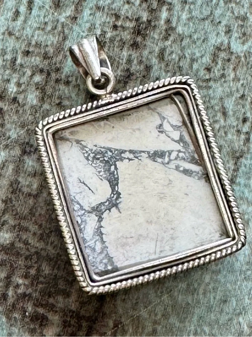 Women’s White & Black Marbled Necklace Pendant | #B26
